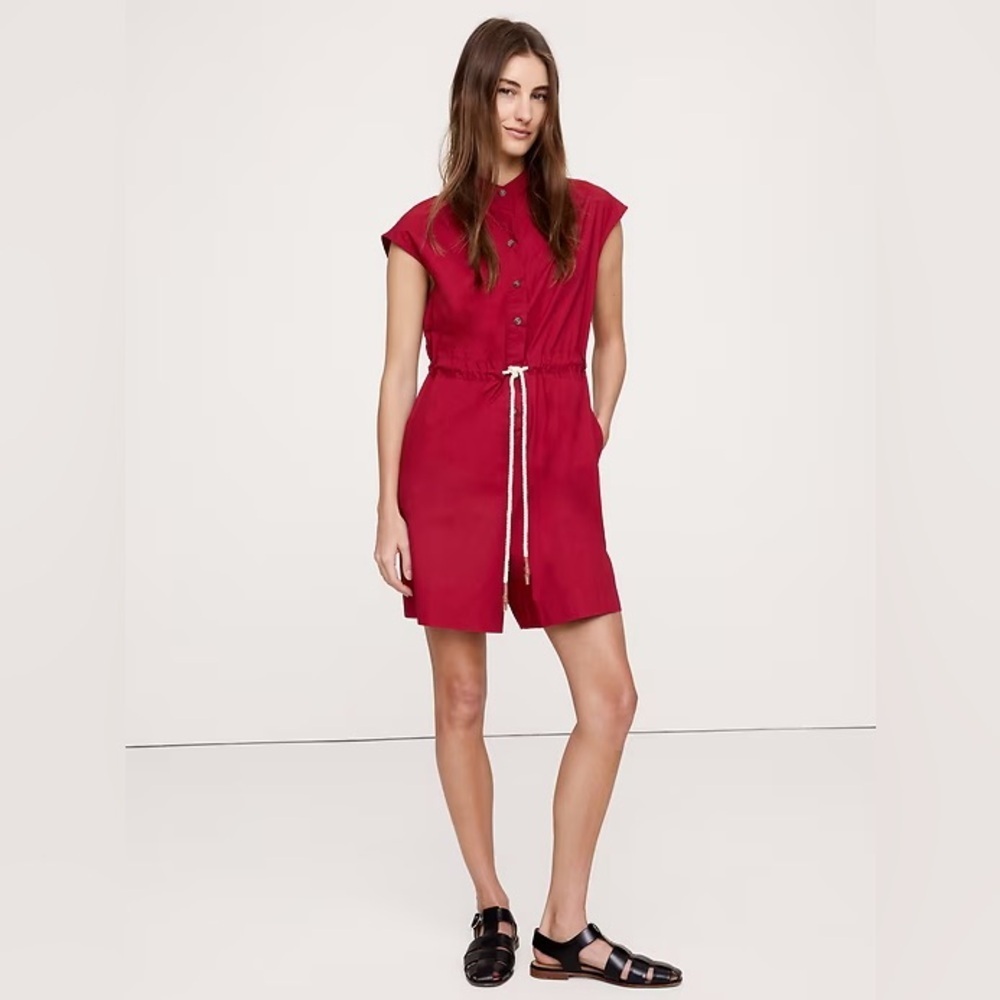 NWT! BANANA REPUBLIC RED CURRANT COTTON POPLIN ROMPER - SIZE XS 🌅4️⃣